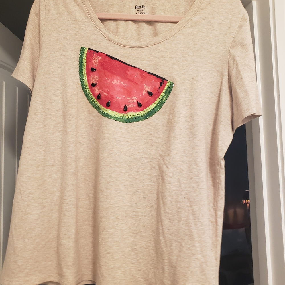 Rafaella Cream Graphic Relaxed Tee
